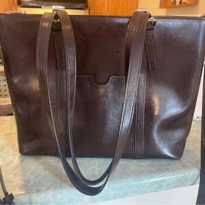Elegant Brown Leather Tote Bag
